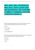 NHA NOW EKG TECHNICIAN PRACTICE TEST LATEST 2024- 2025 QUESTIONS AND ANSWERS (CORRECT VERIFIED ANSWERS )ALREADY GRADE A+