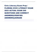 Civic Literacy Exam Prep /  FLORIDA CIVIC LITERACY EXAM  2023 ACTUAL EXAM 200  QUESTIONS AND CORRECT  ANSWERS(VERIFIED  ANSWERS)|AGRADE Which United States Supreme Court decision was based on  the Necessary and Proper Clause? - ANSWER-McCulloch v.  Maryla