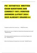 PSI ESTHETICS WRITTEN EXAM QUESTIONS AND CORRECT 100% VERIFIED ANSWERS |LATEST 2024 - 2025 ALREADY GRADED A+