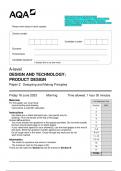 2023 AQA A-level DESIGN AND  TECHNOLOGY: PRODUCT DESIGN 7552/2  Paper 2 Designing and Making Principles  Question Paper & Mark scheme (Merged) June  2023 [VERIFIED]