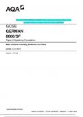 2023 AQA GCSE GERMAN 8668/SF Paper 2 Speaking Foundation Mark scheme  including Guidance for Photo cards June 2023 [VERIFIED]