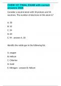 CHEM 101 FINAL EXAM with correct answers 2024