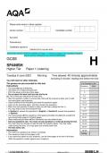 2023 AQA GCSE SPANISH 8698/LH Paper 1 Listening Higher Tier Question Paper &  Mark scheme (Merged) June 2023 [VERIFIED]