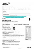 2023 AQA GCSE MATHEMATICS 8300/1F Foundation Tier Paper 1 Non-Calculator Question Paper & Mark scheme (Merged) June 2023 [VERIFIED]