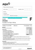 2023 AQA GCSE SPANISH 8698/WF Paper 4 Writing Foundation Tier Question Paper & Mark scheme (Merged) June 2023 [VERIFIED]