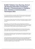 ELNEC Pallative Care Nursing. End of LIfe Nursing Education Consortium. Module 2 Communication  Question and answers  rated A+ 