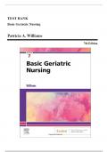 Test Bank For Basic Geriatric Nursing 7th Edition by Patricia A. Williams 9780323554558 Chapter 1-20 Complete Guide.