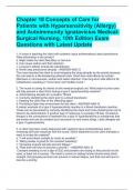 Chapter 18 Concepts of Care for Patients with Hypersensitivity (Allergy) and Autoimmunity Ignatavicius Medical-Surgical Nursing, 10th Edition Exam Questions with Latest Update