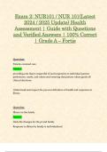 Exam 2: NUR101 / NUR 101 (Latest 2024 / 2025 Update) Health Assessment | Guide with Questions and Verified Answers | 100% Correct | Grade A – Fortis