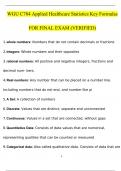 WGU C784 Applied Healthcare Statistics Key Formulas FOR FINAL EXAM (MUST KNOW FOMULAR)