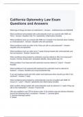 California Optometry Law Exam Questions and Answers