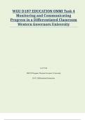 WGU D187 EDUCATION| ONMI Task 4| Monitoring and Communicating Progress in a Differentiated Classroom Western Governors University