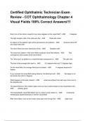 Certified Ophthalmic Technician Exam Review - COT Ophthalmology Chapter 4 Visual Fields 100% Correct Answers!!1