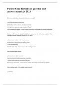 Patient Care Technician question and answers rated A+ 