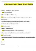 Arkansas Civics Exam Study Guide 2024 Questions with 100% Correct Answers | Updated & Verified