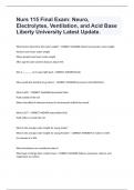 Nurs 115 Final Exam: Neuro, Electrolytes, Ventilation, and Acid Base Liberty University Latest Update.