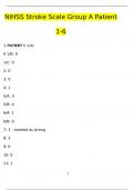 NIHSS Stroke Scale Group A Patient 1-6 Questions with 100% Correct Answers | Updated & Verified