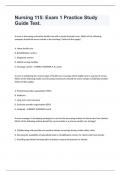 Nursing 115: Exam 1 Practice Study Guide Test.