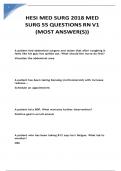 HESI MED SURG 2018 MED SURG QUESTIONS RN V1