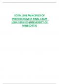 ECON 1101 PRINCIPLES OF MICROECNOMICS FINAL EXAM   100% VERIFIED (UNIVERSITY OF MINESOTTA) 