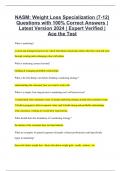 NASM: Weight Loss Specialization (7-12) Questions with 100% Correct Answers | Latest Version 2024 | Expert Verified | Ace the Test