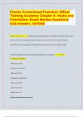 Florida Correctional Probation Officer  Training Academy Chapter 4: Intake and  Orientation: Exam Review Questions  and answers, verified/