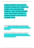 VIRGINIA PROPERTY AND CASUALTY LICENSING EXAM(ACTUAL EXAM) WITH CORRECT 100+ QUESTIONS AND CORRECTLY  WELL DEFINED ANSWERS LATEST 2024 ALREADY GRADED A+ / VIRGINIA PROPERTY AND CASUALTY LICENSING  EXAM