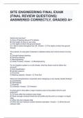 SITE ENGINEERING FINAL EXAM (FINAL REVIEW QUESTIONS) ANSWERED CORRECTLY, GRADED A+