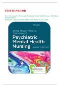 TEST BANK FOR   Davis Advantage For Townsend's Psychiatric Mental Health Nursing, 11th Edition Eleventh Edition By Karyn I. Morgan RN MSN APRN-CNS (Author) Latest Update 