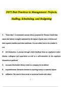 D073 Best Practices in Management: Projects, Staffing, Scheduling, and Budgeting Questions and Answers 2024 / 2025 | 100% Verified Answers