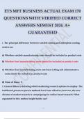 ETS MFT BUSINESS ACTUAL EXAM 170 QUESTIONS WITH VERIFIED CORRECT ANSWERS NEWEST 2024. A+ GUARANTEED.