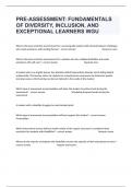 PRE-ASSESSMENT: FUNDAMENTALS OF DIVERSITY, INCLUSION, AND EXCEPTIONAL LEARNERS WGU Questions With Well Elaborated Answers Graded A+ Success.