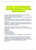 AIC 301 - Test Prep Questions Actual Set Questions & Revised  Correct Answers