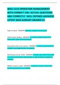 WGU C215 OPERATION MANAGEMENT WITH CORRECT 120+ ACTUAL QUESTIONS AND CORRECTLY  WELL DEFINED ANSWERS LATEST 2024 ALREADY GRADED A+ 