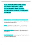 BASIC IAHSS TRAINING COMPLETE 6TH EDITION 338 QUESTIONS ACTUAL QUESTIONS AND CORRECTLY  WELL DEFINED ANSWERS LATEST 2024 ALREADY GRADED A+       