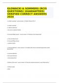 GLOWACKI & SOMMERS (RCIS QUESTIONS) |GUARANTEED|VERIFIED CORRECT ANSWERS 2024