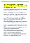 Intro. to Public Affairs Exam 2 The Structure of Government Questions with Correct Answers 2024