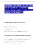 ABNORMAL PSYCHOLOGY HOOLEY 18TH EDITION QUESTIONS AND CORRECT VERIFIED ANSWERS LATEST UPDATE 2024- 2025 |ALREADY GRADED A+
