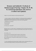 Brunner and Suddarth's Textbook of Medical-surgical Nursing- Chapter 38, 39, 40, 41, 43,44 Exam Questions And Answers (Verified And Updated)