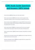 CDRE Study Guide Questions  and Answers 100% Solved 