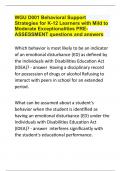 WGU D001 Behavioral Support Strategies for K-12 Learners with Mild to Moderate Exceptionalities PRE-assessment test questions with 100% correct  answers