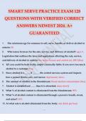 SMART SERVE PRACTICE EXAM 128 QUESTIONS WITH VERIFIED CORRECT ANSWERS NEWEST 2024. A+ GUARANTEED.