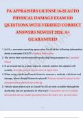 PA APPRAISERS LICENSE 16-20 AUTO PHYSICAL DAMAGE EXAM 100 QUESTIONS WITH VERIFIED CORRECT ANSWERS NEWEST 2024. A+ GUARANTEED.