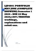 LJU4801 PORTFOLIO MAY JUNE (COMPLETE ANSWERS) Semester 1 2024 - DUE 22 May 2024 Course Legal Philosophy - LJU4801 (LJU4801) Institution University Of South Africa (Unisa) Book A Companion to Philosophy of Law and Legal Theory