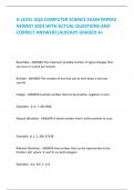 A-LEVEL AQA COMPUTER SCIENCE EXAM PAPER2  NEWEST 2024 WITH ACTUAL QUESTIONS AND  CORRECT ANSWERS|ALREADY GRADED A+