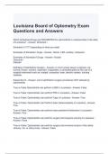 Louisiana Board of Optometry Exam Questions and Answers-Graded A