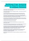 WallStreet Prep: Analyzing Financial Reports Questions & Complete Solutions