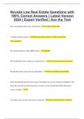 Nevada Law Real Estate Questions with 100% Correct Answers | Latest Version 2024 | Expert Verified | Ace the Test