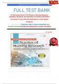 FULL TEST BANK For Burns and Grove's The Practice of Nursing Research: Appraisal, Synthesis, and Generation of Evidence 8th Edition by Jennifer R. Gray PhD RN FAAN (Author) Latest Update  Graded A+ 