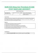 NURS 2101 (Deep Vein Thrombosis II) CASE  STUDY MARYLAND UNIVERSITY